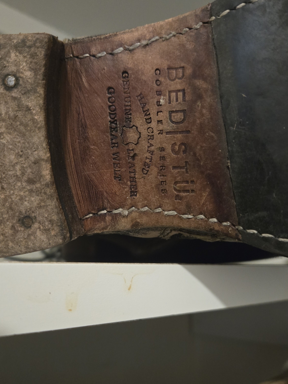 BED|STU Distressed Tan and Black-Wash Over-the-Knee Leather Boots - Picture 10 of 10